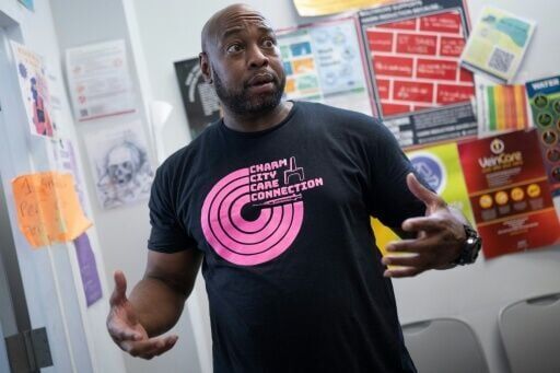 Bakari Atiba, Director of Community Engagement, speaks to AFP at the Charm City Care Connection centre in Baltimore, Maryland on June 10, 2025