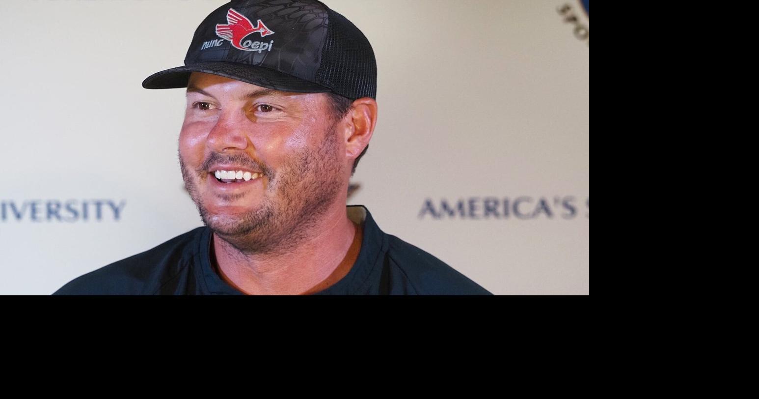 St. Michael head coach Philip Rivers discusses the upcoming prep football season during Baldwin County Football Media Day on Tuesday, July 9, 2024, at the United States Sports Academy in Daphne, Ala.
