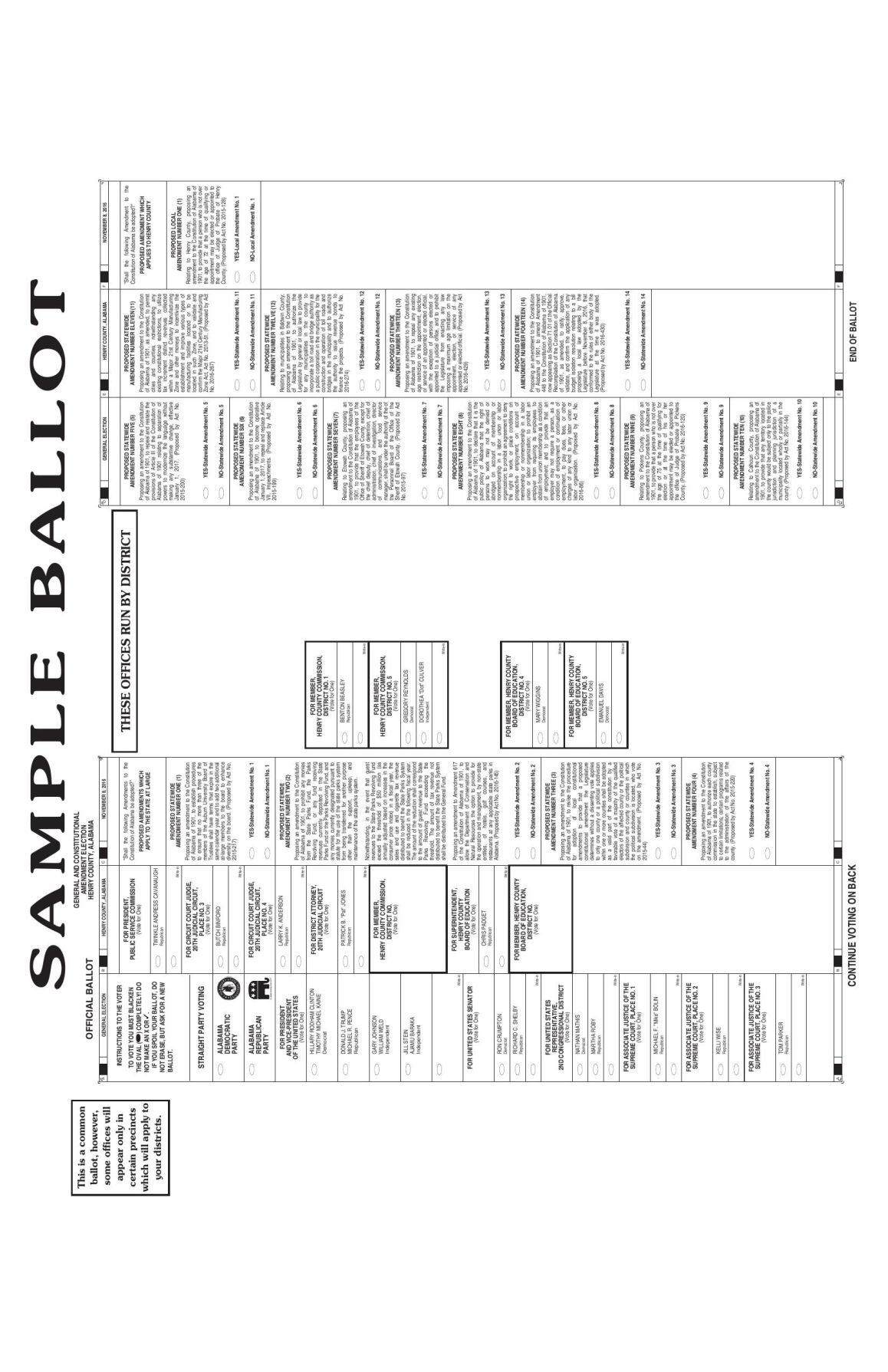 Henry County sample ballot