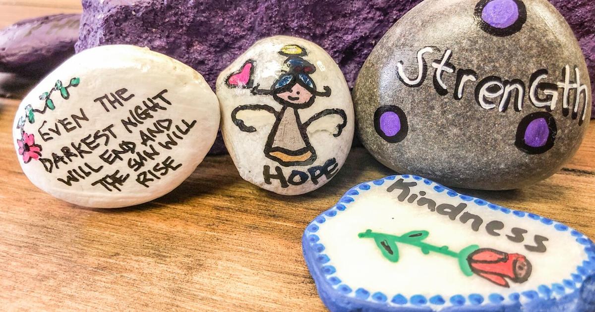 Hope Rocks Inspo Decorated 'hope rocks' to be spread across community for domestic ...