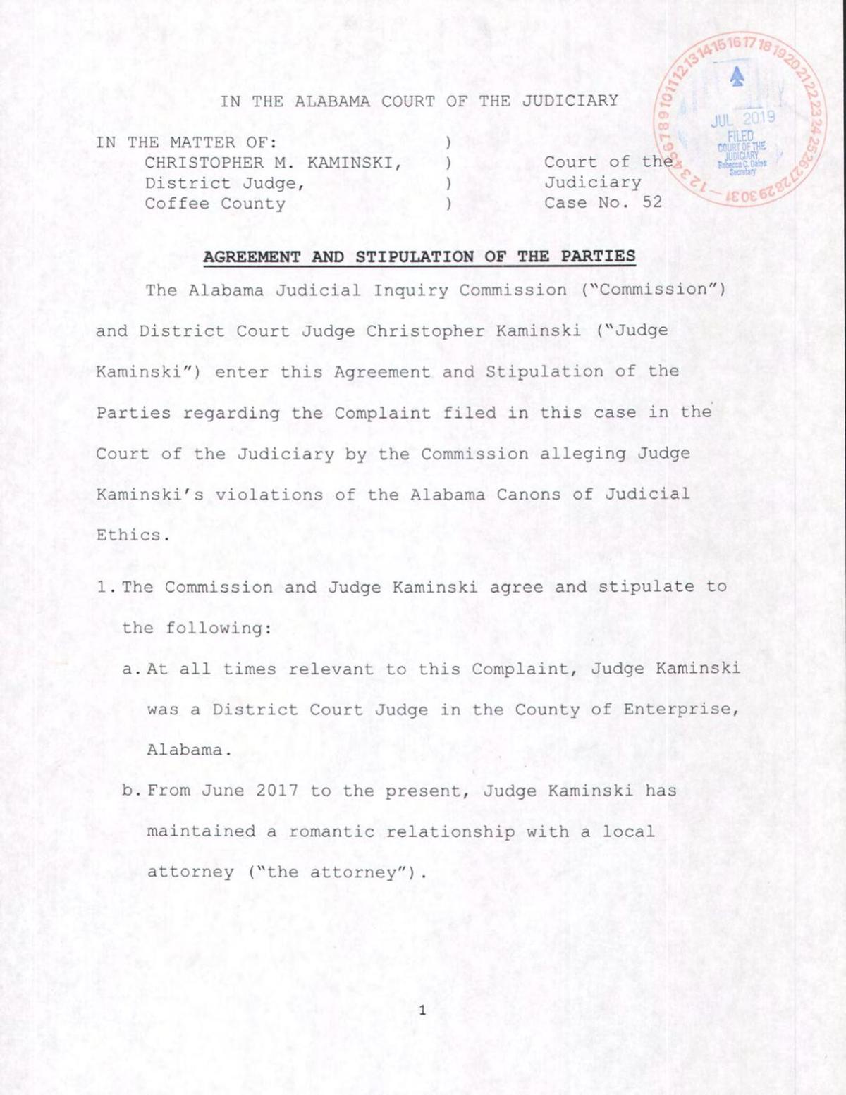 Kaminski Settlement Agreement Dothaneagle Com