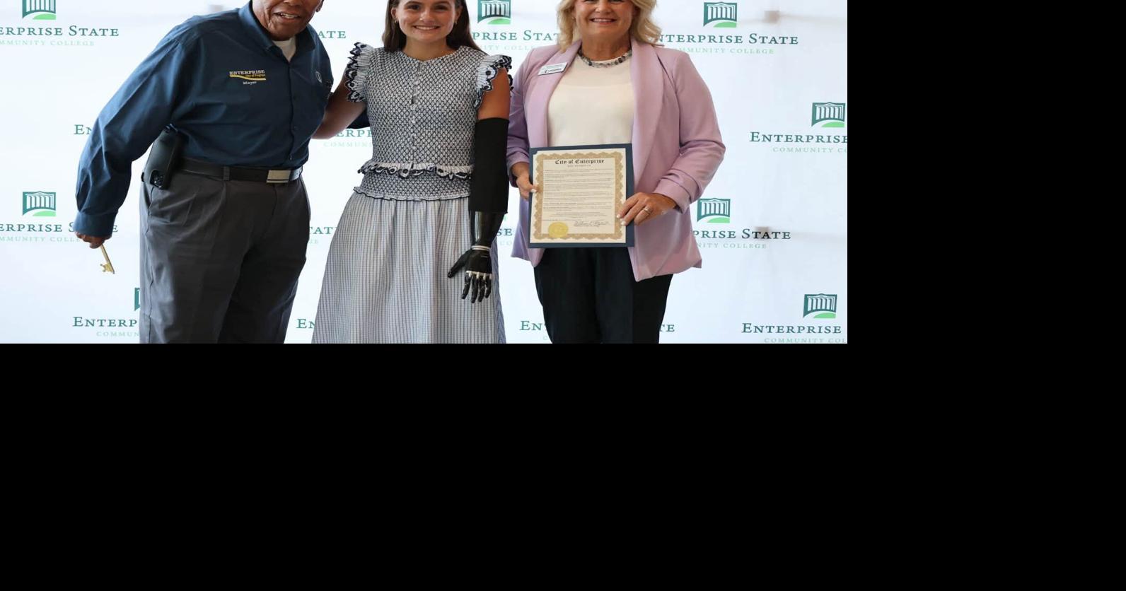 LuLu Gribbin presented key to the City of Enterprise