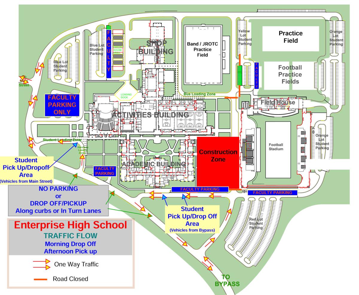 Enterprise High School dropoff, pickup traffic flow