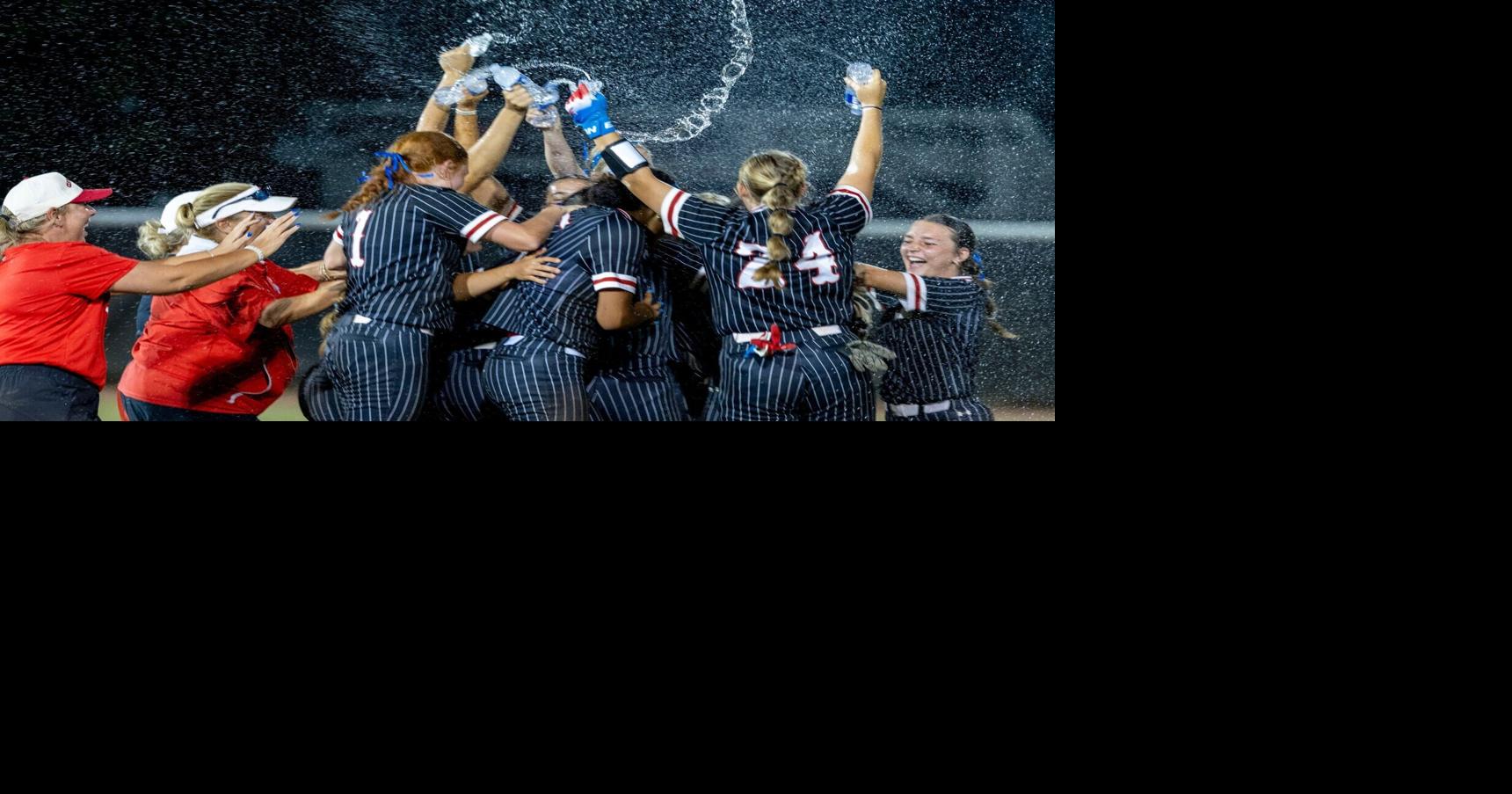 Saraland celebrates the championship during the AHSAA Class 6A softball state championship at Choccolocco Park in Oxford, Ala., Tuesday, May 19, 2026.