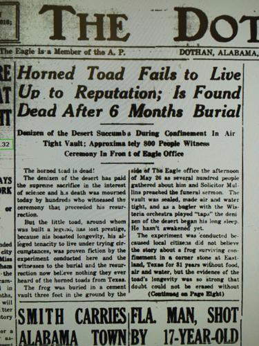 Old Rip Toad Answer Man: What is Dothan’s connection to Old Rip, the horned toad ...