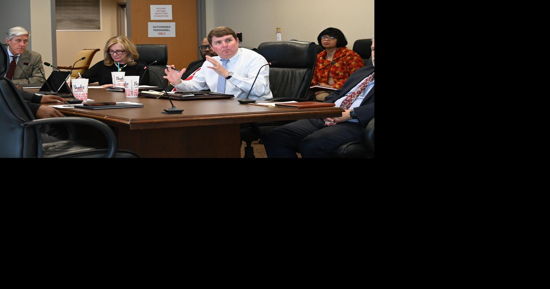 Mobile City Councilman Ben Reynolds speaks during a Mobile City Council Committee of the Whole meeting on Tuesday, Jan. 7, 2024, at Government Plaza in Mobile, Ala. The meeting was held to get an update on the schedule for approving the construction contract bids and financing for a new $300 million Mobile Civic Center arena.