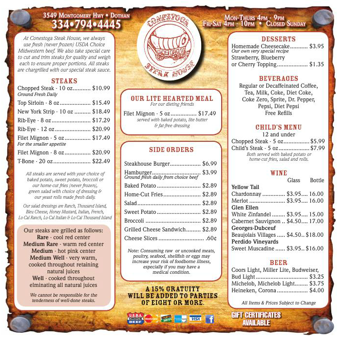 menu dothaneagle com