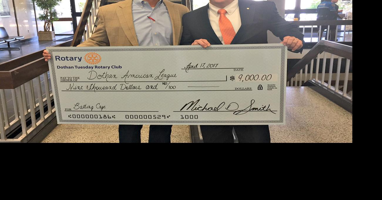 Dothan Tuesday Rotary donates 9K for James Oates Park batting cages