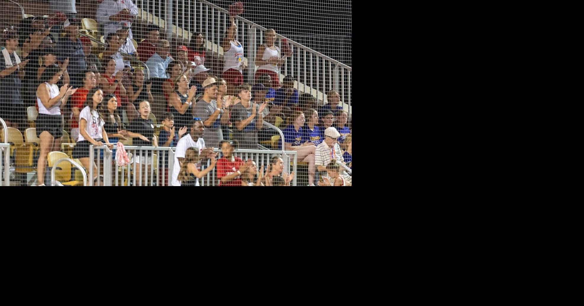 Saraland fans cheer during the AHSAA Class 6A softball state championship at Choccolocco Park in Oxford, Ala., Tuesday, May 19, 2026.