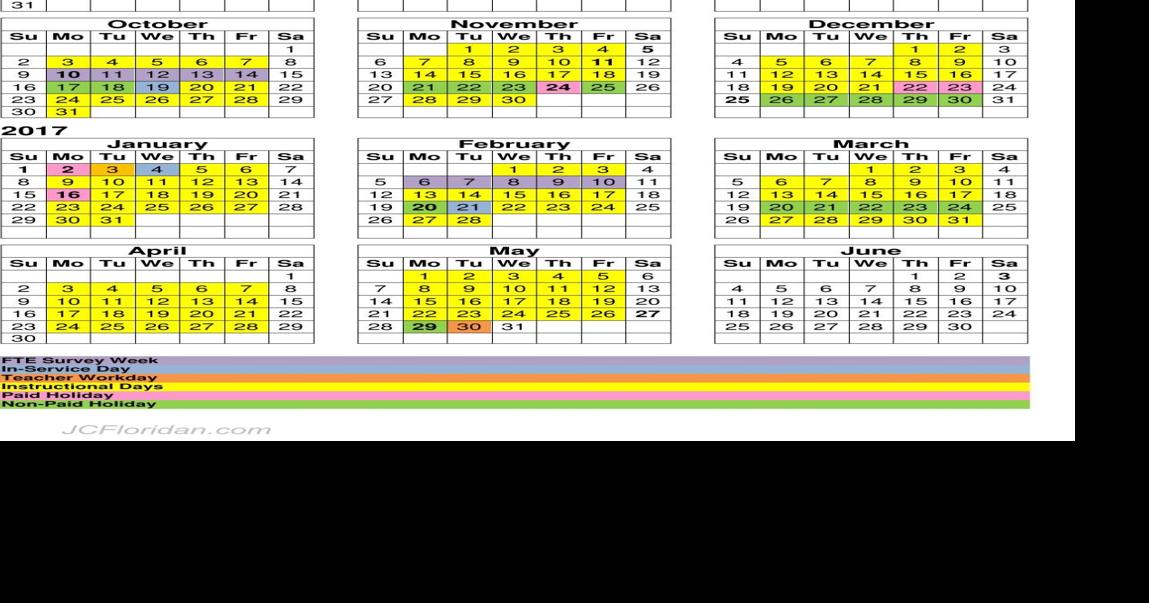 2016-2017 School Calendar (revised)