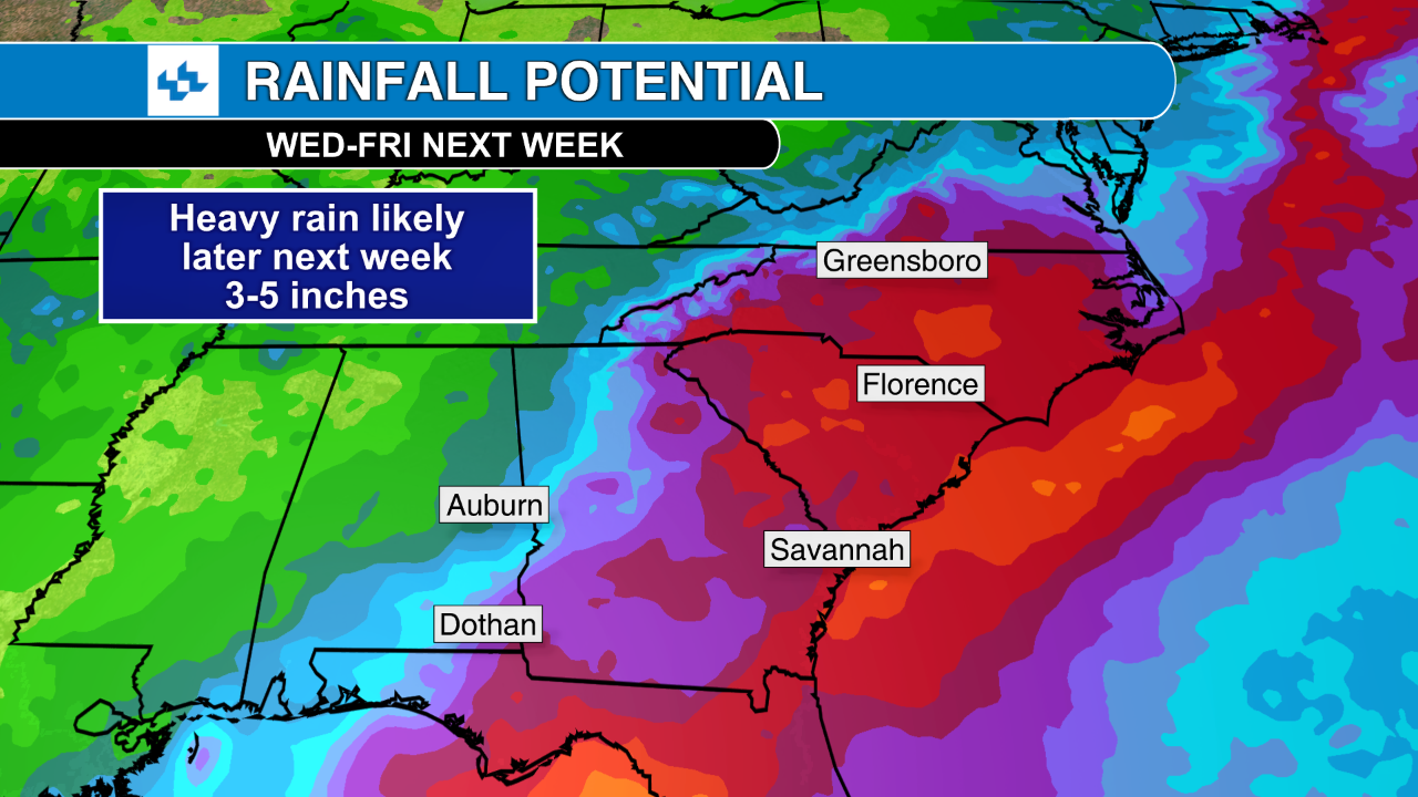 Tropical rain potential next week in the Southeast 