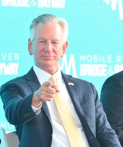 U.S. Senator Tommy Tuberville at the Interstate 10 Mobile River Bridge and Bayway project groundbreaking ceremony on Friday, Oct. 2, 2026, at Cooper Riverside Park in downtown Mobile, Ala.