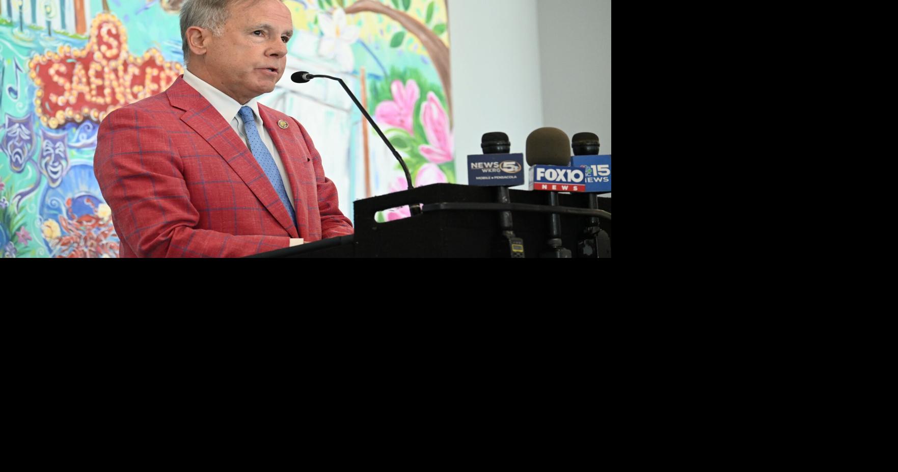 David Clark, president & CEO with Visit Mobile, speaks about the status of the cruising out of Mobile during a press event on Tuesday, April 15, 2025, at the Alabama Cruise Terminal in downtown Mobile, Ala.
