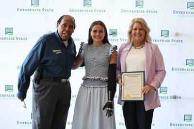 Lulu Gribbin presented key to the city of Enterprise