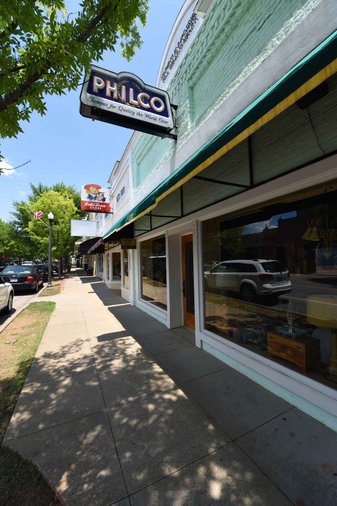 Restoration work has given Abbeville's downtown a nostalgic 1950s look