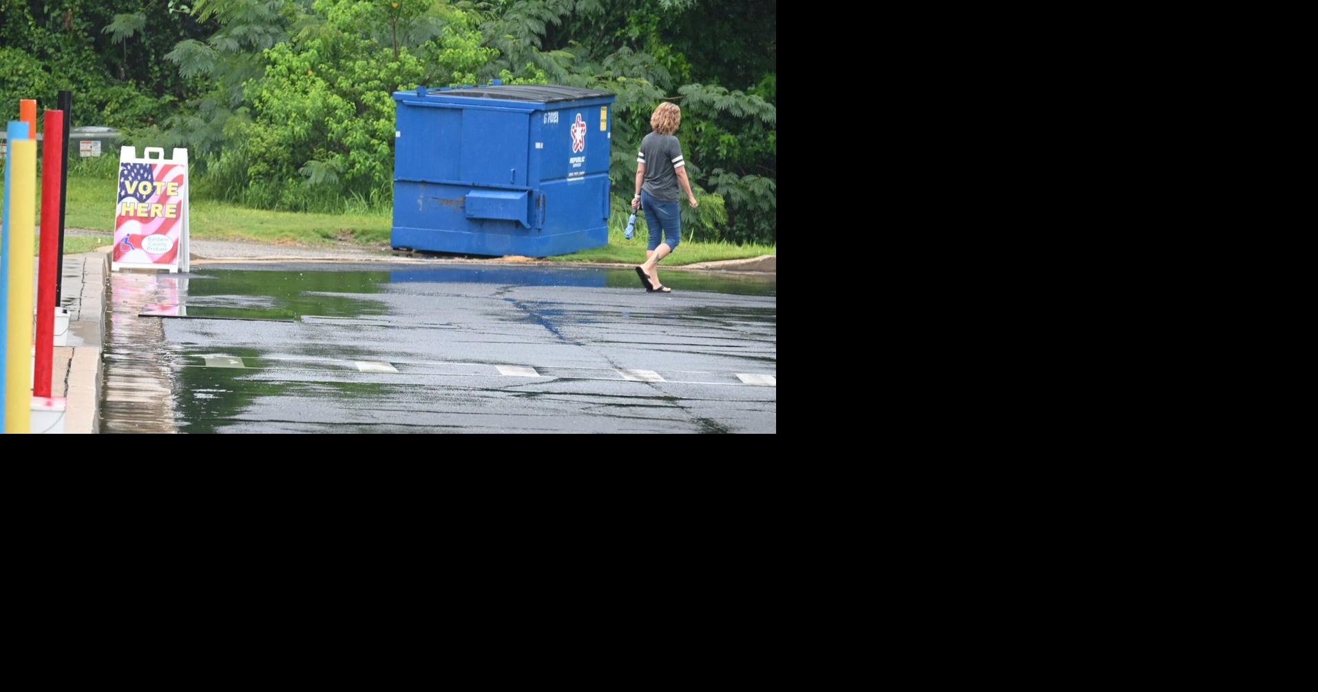 A voter leaves the Eastern Shore Baptist Church in Daphne, Ala., after voting during the June 16, 2026, runoff election in Alabama. Turnout was low for the runoff with only 10.72% of registered voters casting a ballot in the primary runoff contests.