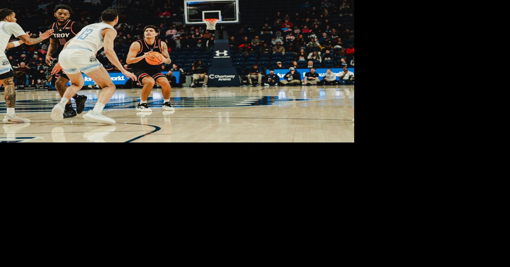 An early five-point lead in the second extra period allowed Troy to finish off the win in front of 5,263 fans at ODU's Chartway Arena.