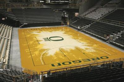 Oregon Athletics Unveils Matt Arena Floor - University of Oregon Athletics