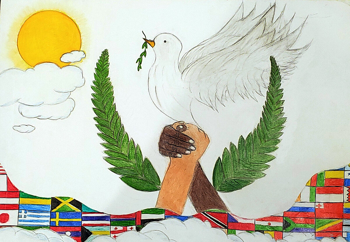 Finalist from Oregon, USA (Beaverton Lions Club) - 2013-2014 Peace Poster  Contest | Peace poster, Childrens art, Wall paint designs