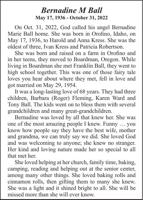Obituary: Bernadine M Ball, May 17, 1936 - October 31, 2022