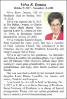 Obituary: Velva R. Denton, October 9, 1917 – November 13, 2022
