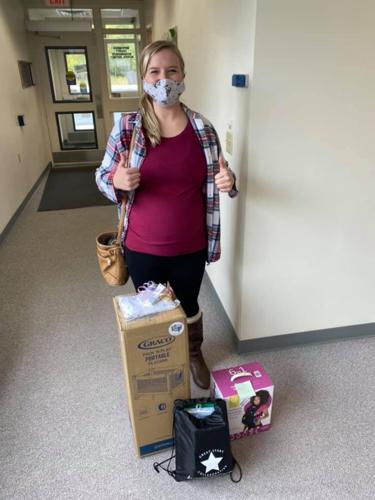 Alexis Teske Picks up Gifts After Virtual Community Baby Shower