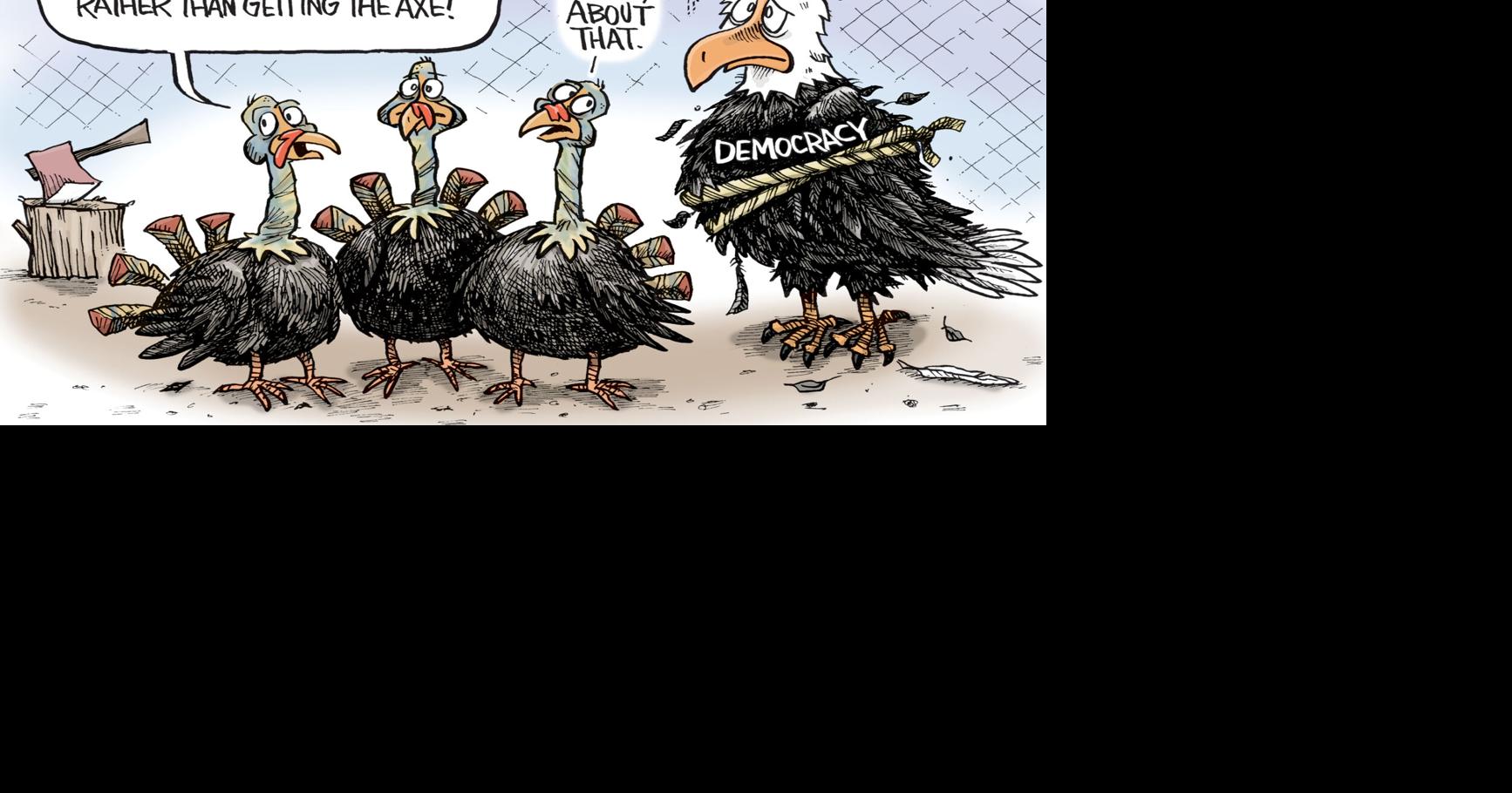 Joe Heller cartoon - Democracy axed | Editorial Cartoons | ehextra.com