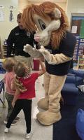 Daren the Lion visits Elba Elementary School