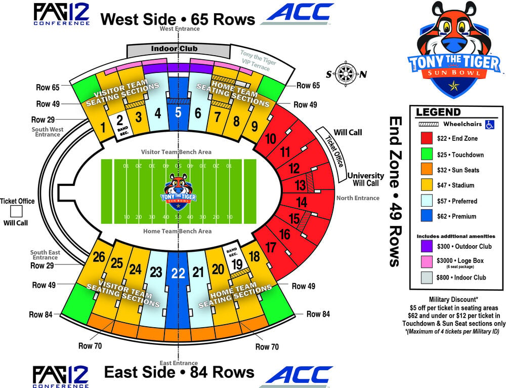 Tickets, parking, tailgating, concessions & more Tony the Tiger Sun Bowl  Fan Guide | Local Features 