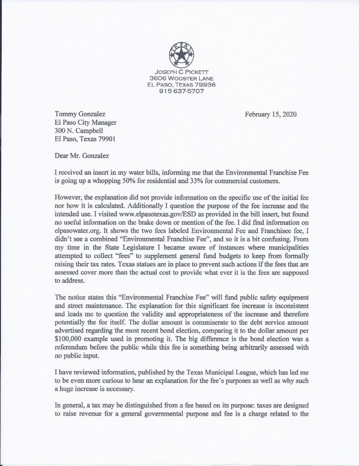 Joe Pickett challenges city fees in lawsuit Local News