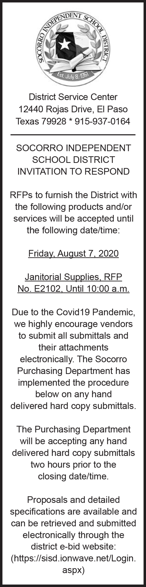 Legal Notices For 7 19 20 Legals Elpasoinc Com