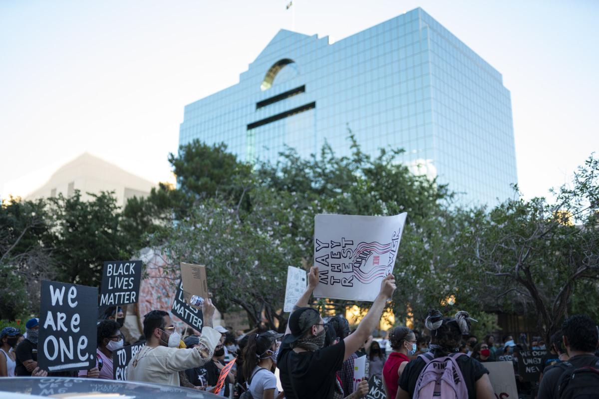 Protestors of the Killing of George Floyd March in Downtown El Paso