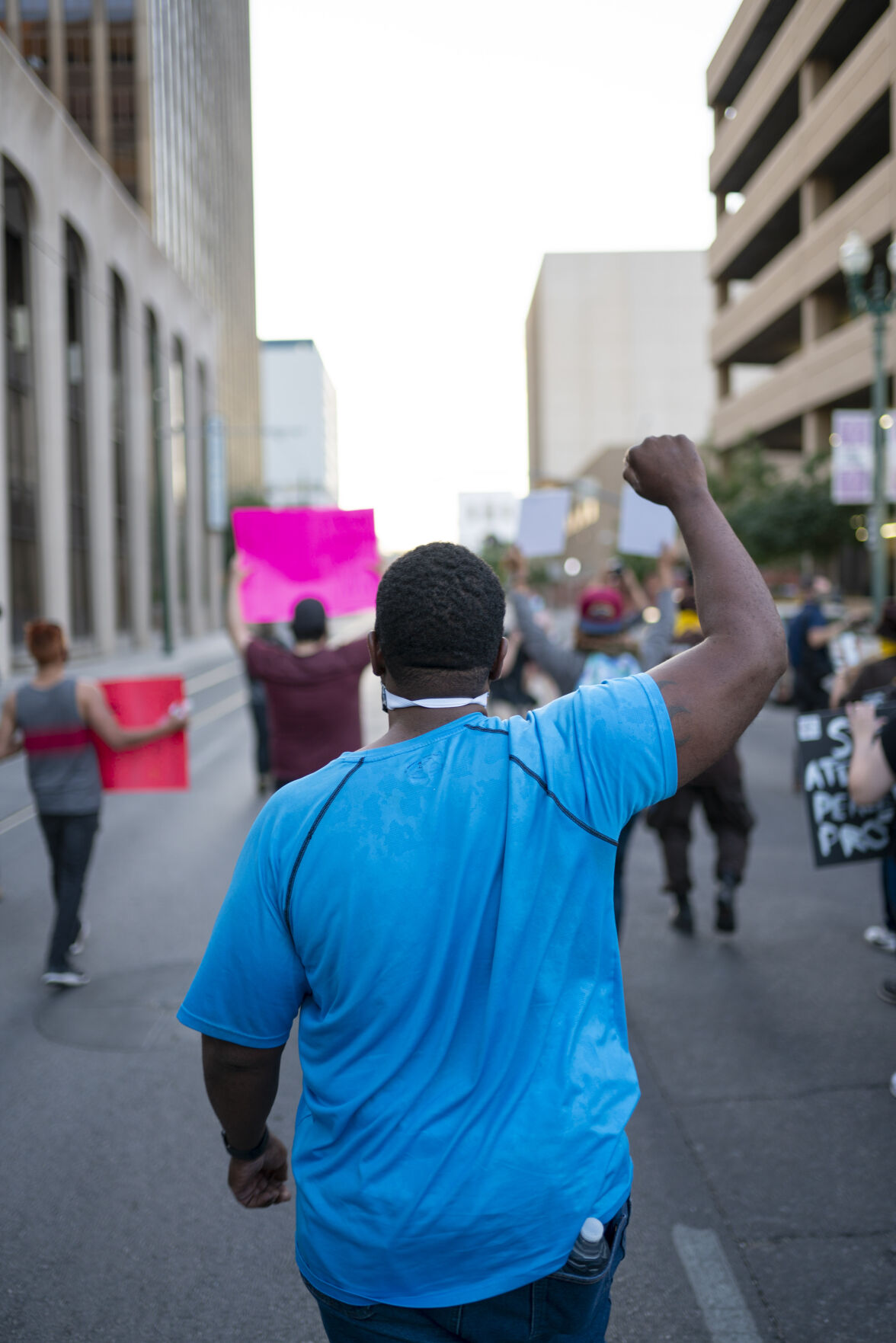 Protestors of the Killing of George Floyd March in Downtown El Paso