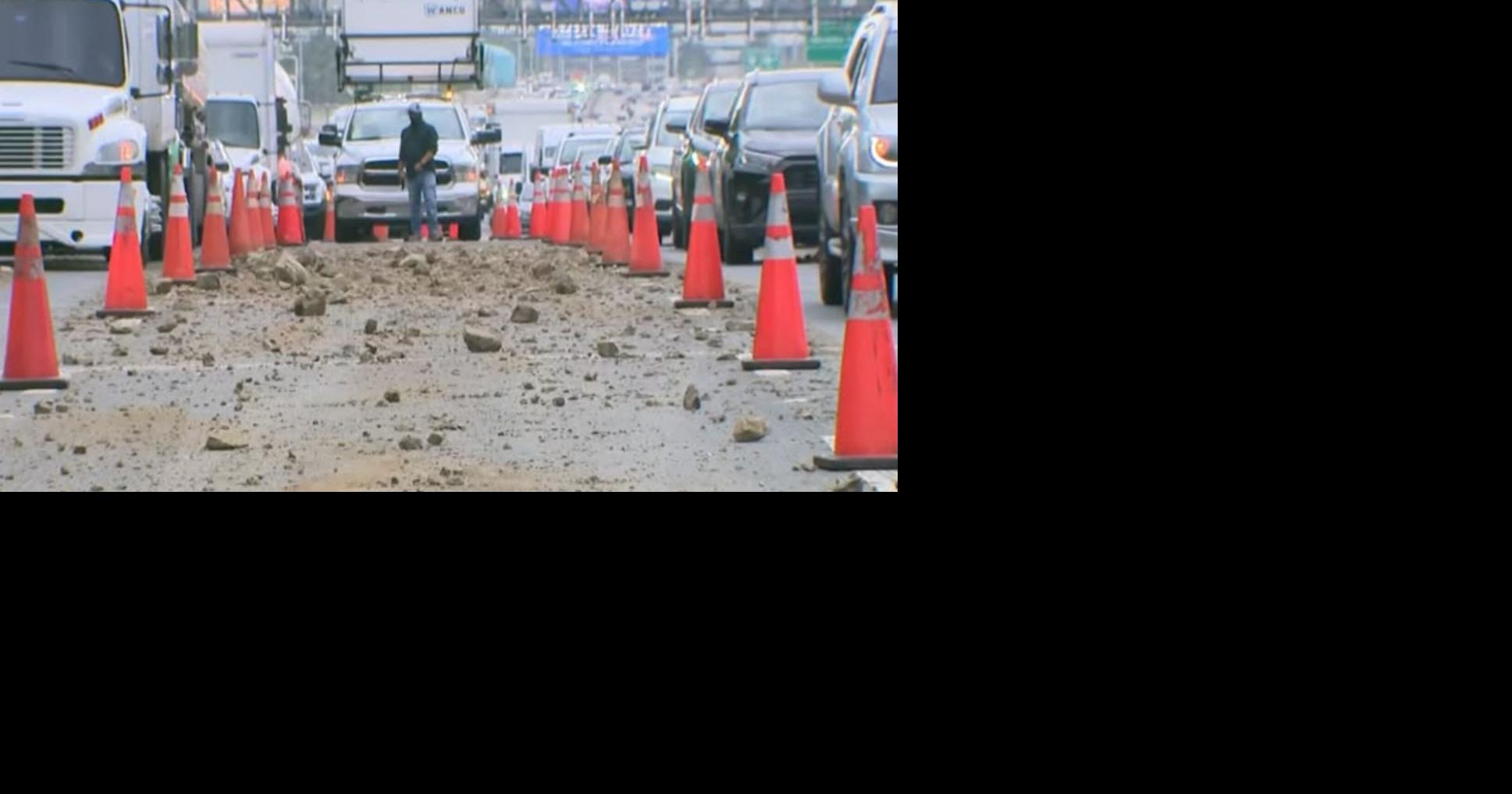 “Va a tomar tiempo”: Piedras se desprenden de un camión y provocan daños en la PR-22 en Bayamón