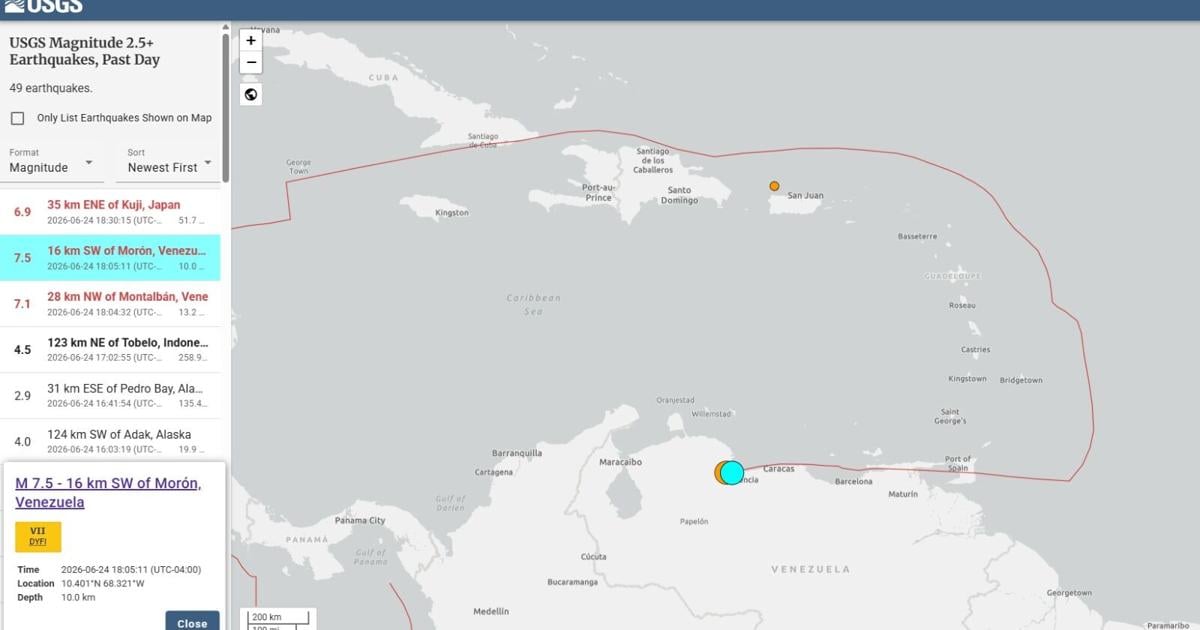 Nuevo terremoto de magnitud 7.5 vuelve a sacudir a Venezuela