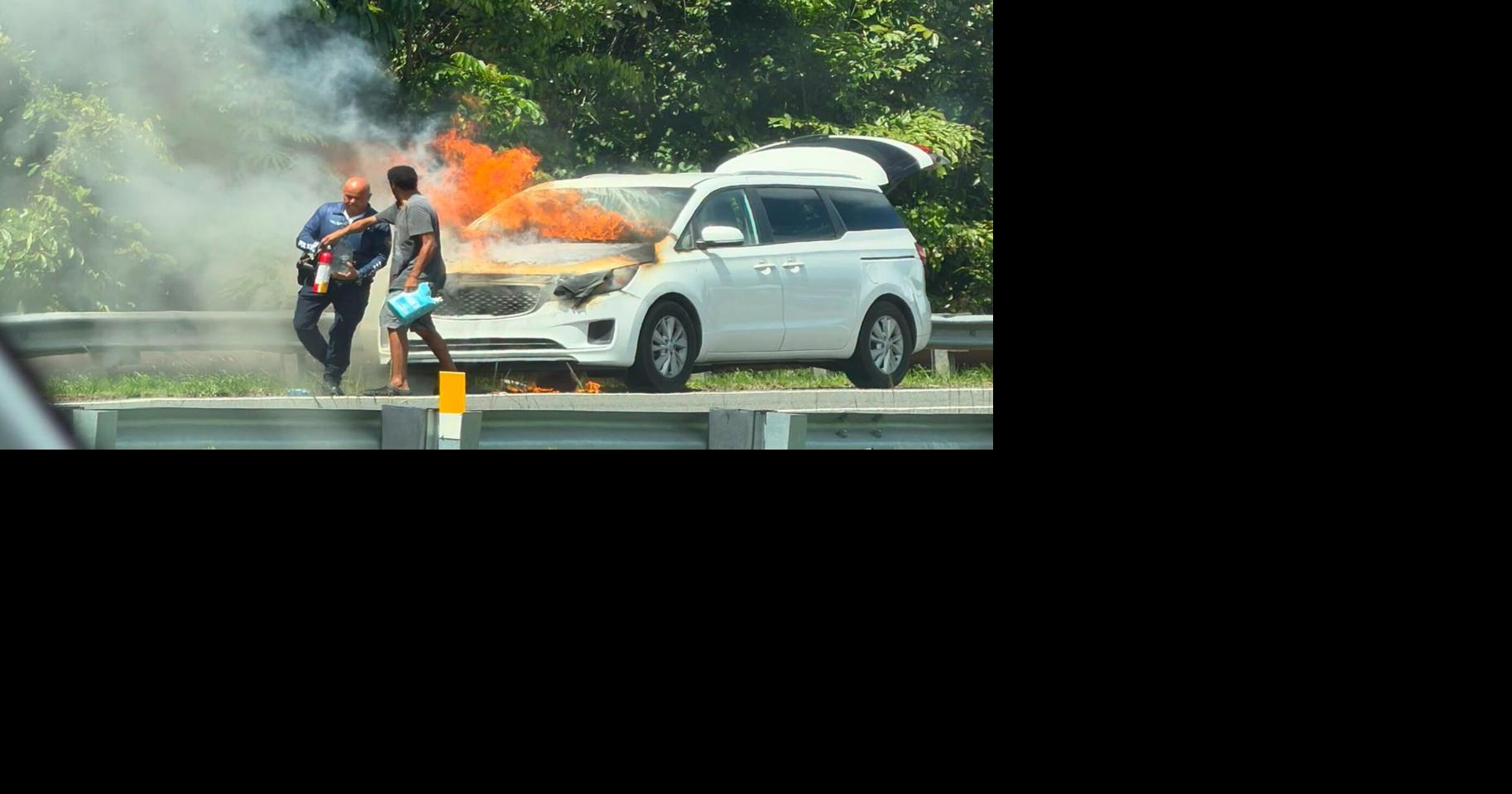 Automóvil incendiado en la PR-52 en Caguas causa cierre de carriles y congestión