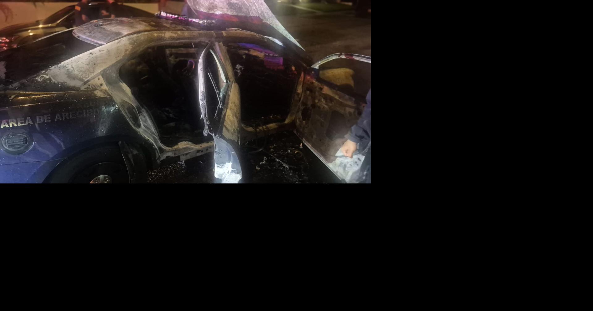 Patrulla de la Policía se incendia en Arecibo mientras agentes expedían un boleto
