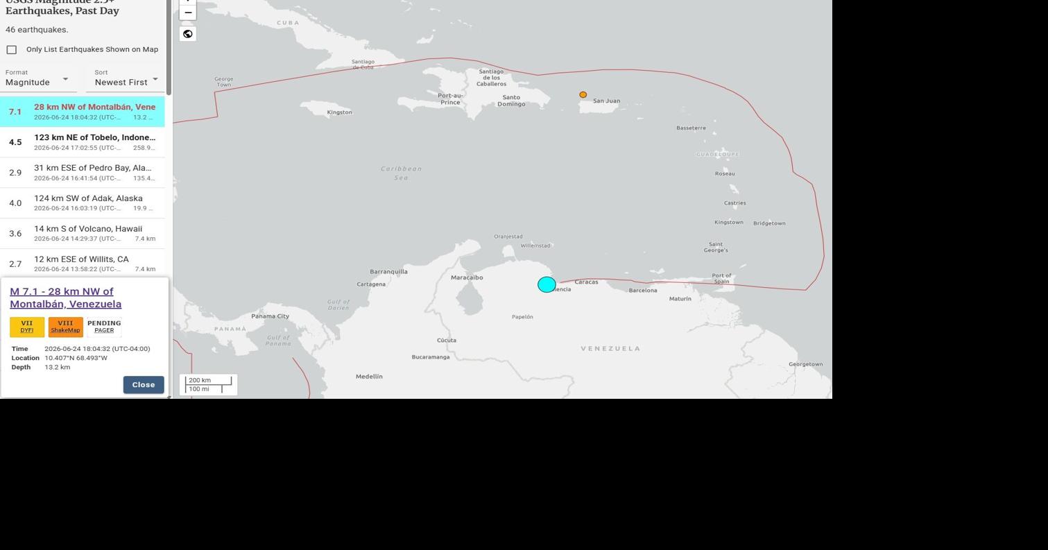 Puerto Rico bajo advertencia de tsunami tras terremoto de magnitud 7.1 en Venezuela