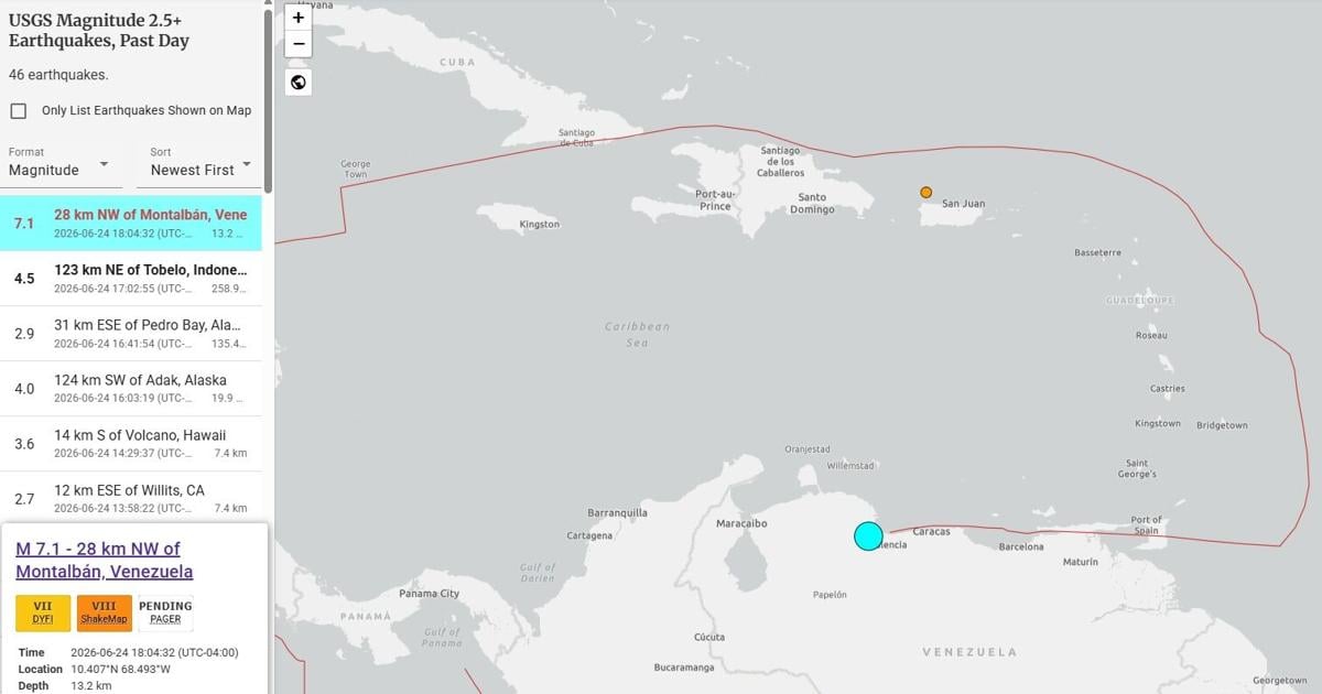 Puerto Rico bajo advertencia de tsunami tras terremoto de magnitud 7.1 en Venezuela