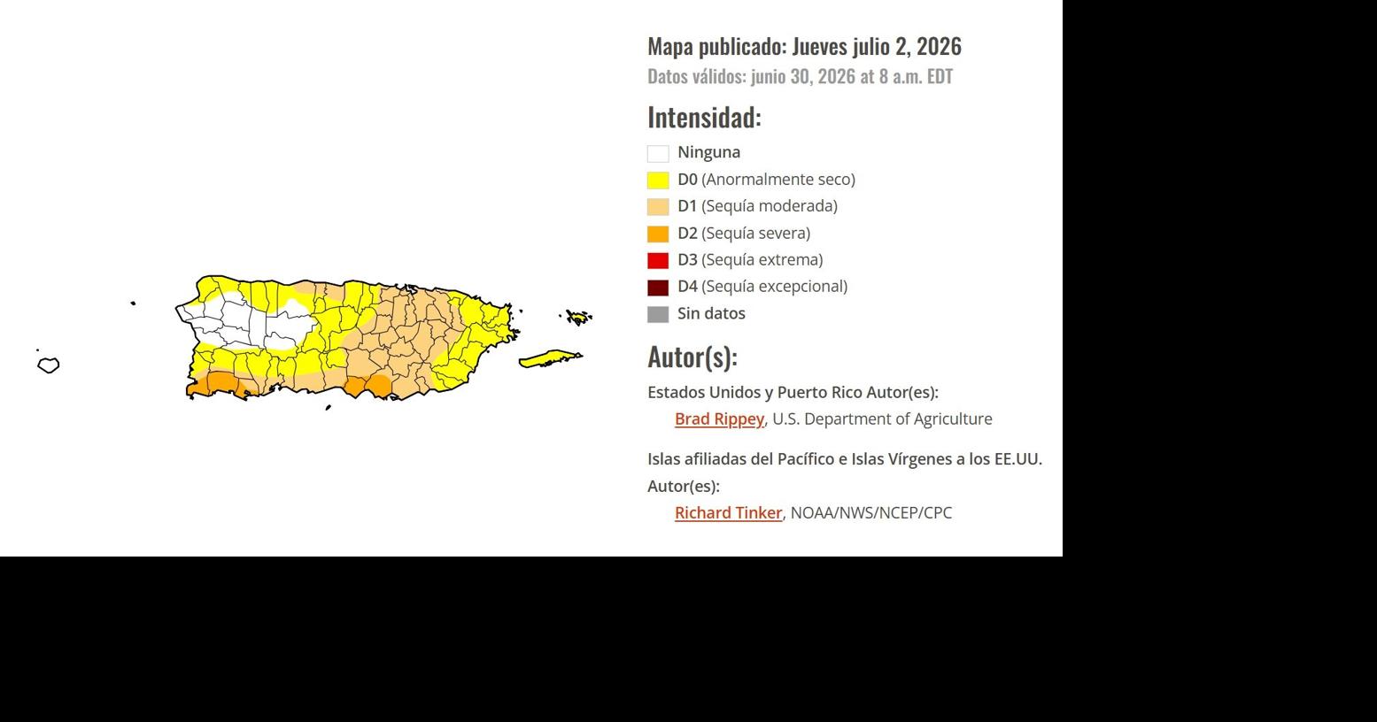 Más del 82% de Puerto Rico enfrenta condiciones de sequía o anormalmente secas
