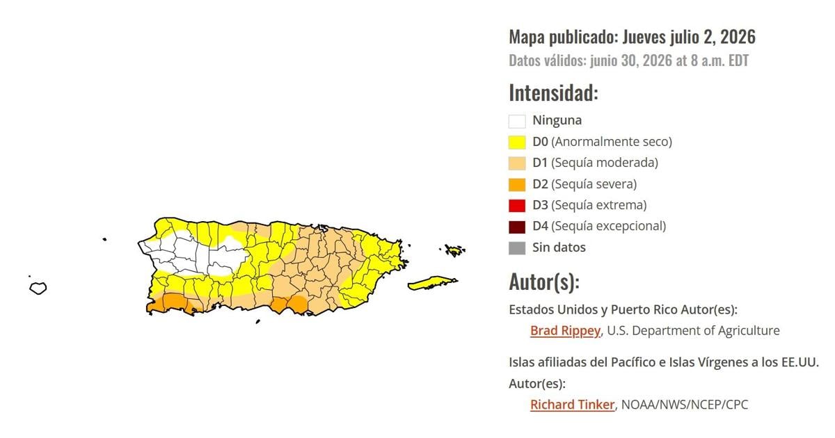 Más del 82% de Puerto Rico enfrenta condiciones de sequía o anormalmente secas