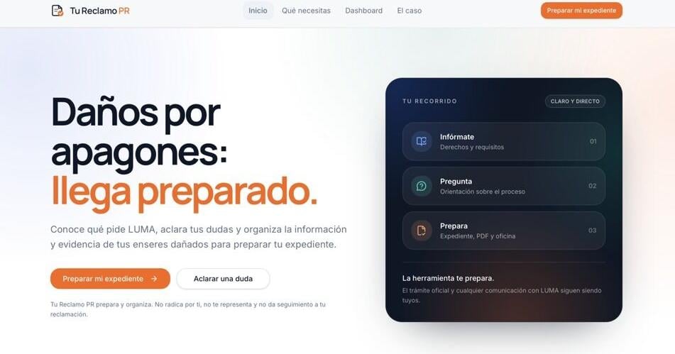 Lanzan TuReclamoPR.org, plataforma gratuita para reclamaciones ante LUMA por daños eléctricos