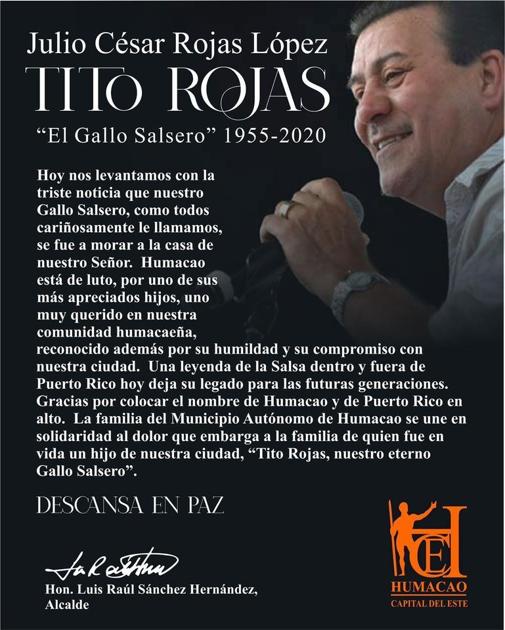 Humacao mourns the death of Tito Rojas  government