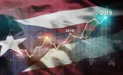 Growing Statistic Financial 2019 Against Puerto Rico Flag