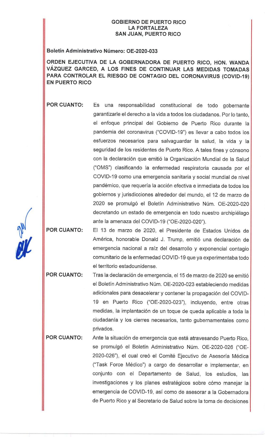 Publican nueva orden ejecutiva Gobierno