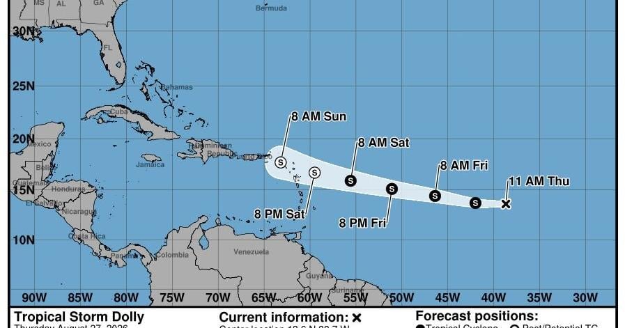 Se forma la tormenta tropical Dolly y podría provocar fuertes lluvias en Puerto Rico
