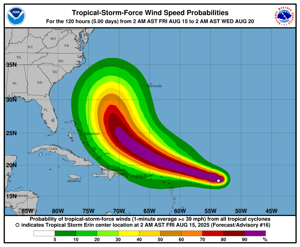 Erin se convierte en el primer huracán del Atlántico