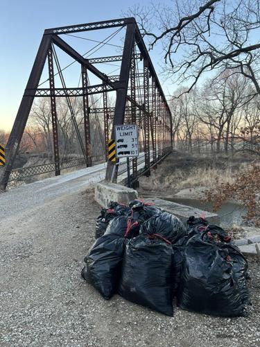 Trash bags at Rocky Ford bridge