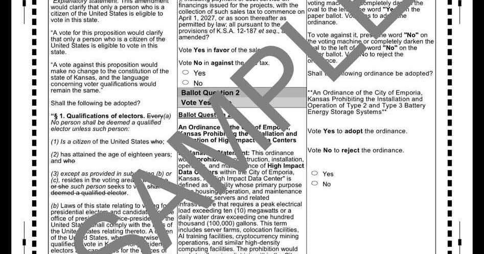 Emporia voters to decide data center, battery storage questions