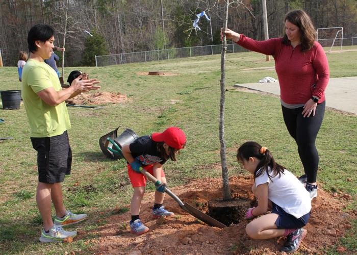 Planting for the future: Families plant 10 trees at school | Enquirer ...